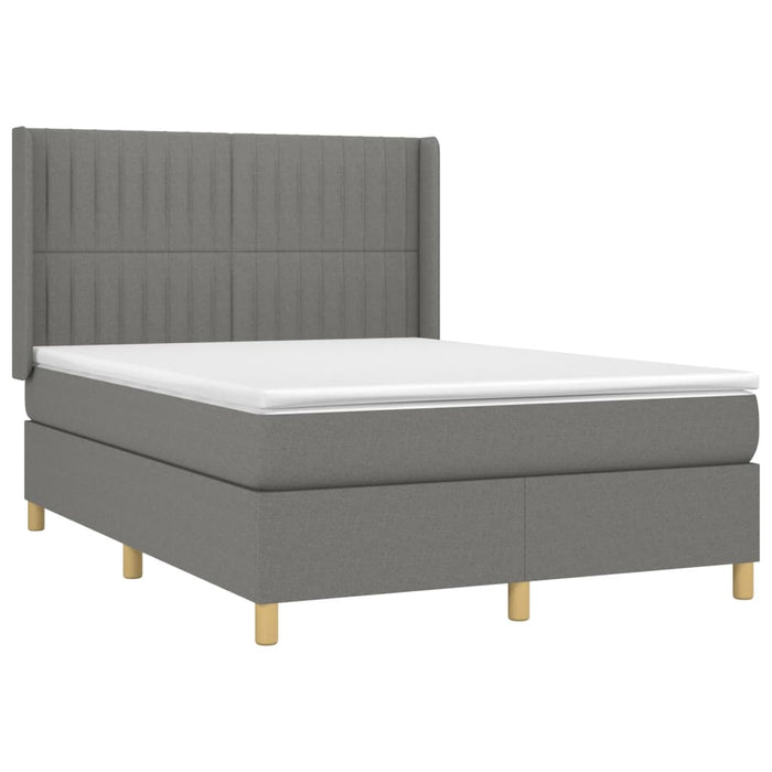 Pat box spring cu saltea, gri închis, 140x190 cm, textil - WALTI WALTI