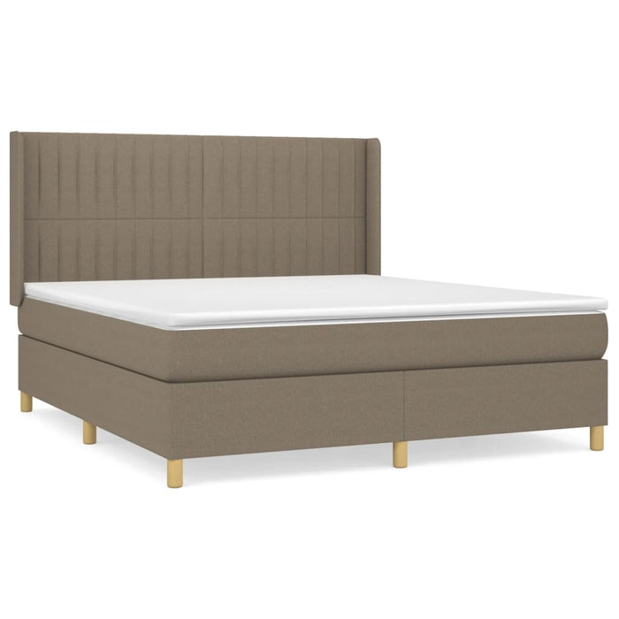 Pat box spring cu saltea, gri taupe, 160x200 cm material textil - WALTI WALTI