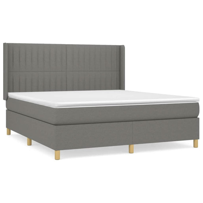Pat box spring cu saltea, gri închis, 180x200 cm, textil - WALTI WALTI