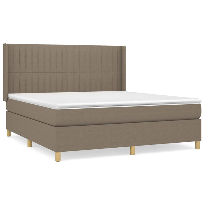 Pat continental cu saltea, gri taupe, 180x200 cm, textil WALTI