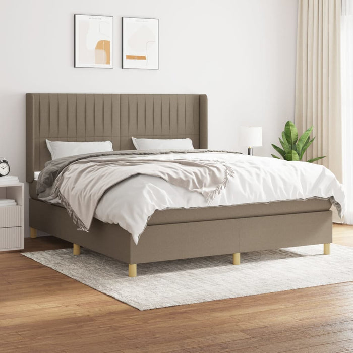 Pat continental cu saltea, gri taupe, 180x200 cm, textil WALTI