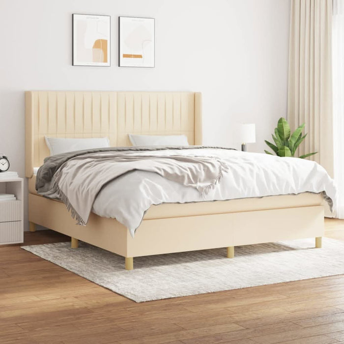 Pat continental cu saltea, crem, 180x200 cm, textil - WALTI WALTI