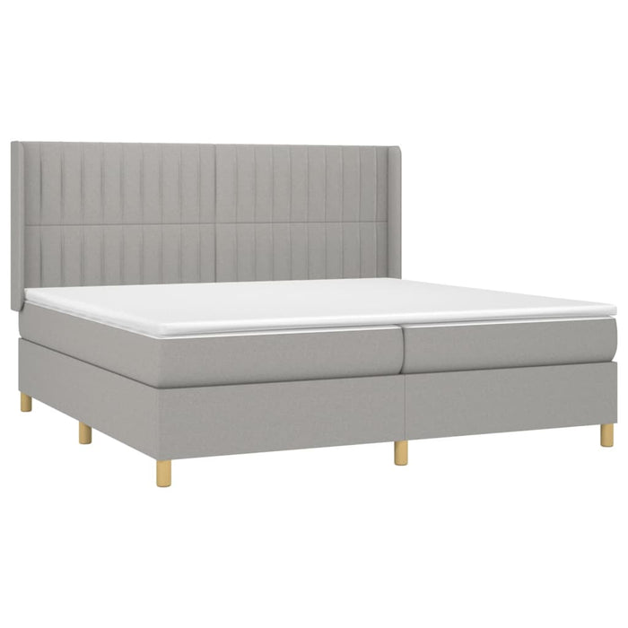 Pat box spring cu saltea, gri deschis, 200x200 cm, textil - WALTI WALTI