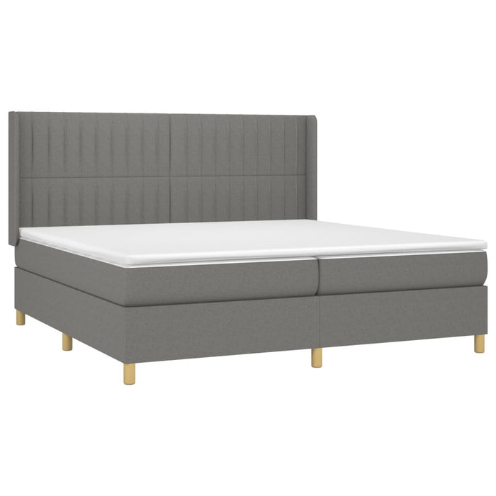 Pat box spring cu saltea, gri închis, 200x200 cm, textil - WALTI WALTI