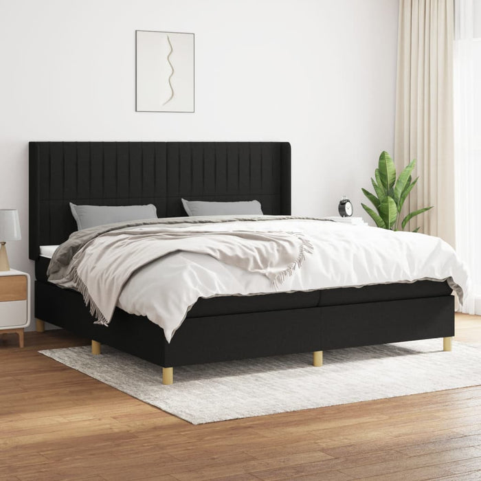 Pat box spring cu saltea, negru, 200x200 cm, textil - WALTI WALTI