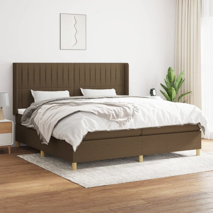 Pat box spring cu saltea, maro închis, 200x200 cm, textil - WALTI WALTI