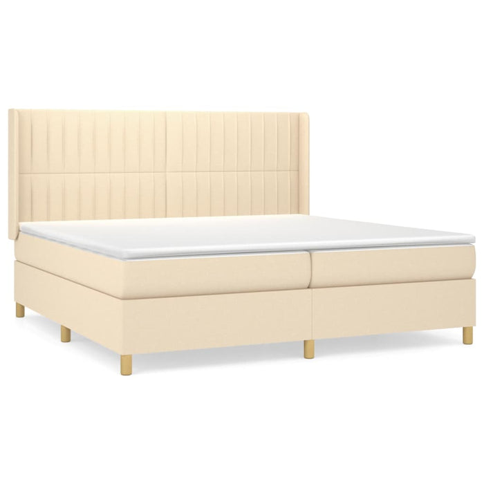 Pat box spring cu saltea, crem, 200x200 cm, textil - WALTI WALTI