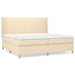 Pat box spring cu saltea, crem, 200x200 cm, textil - WALTI WALTI
