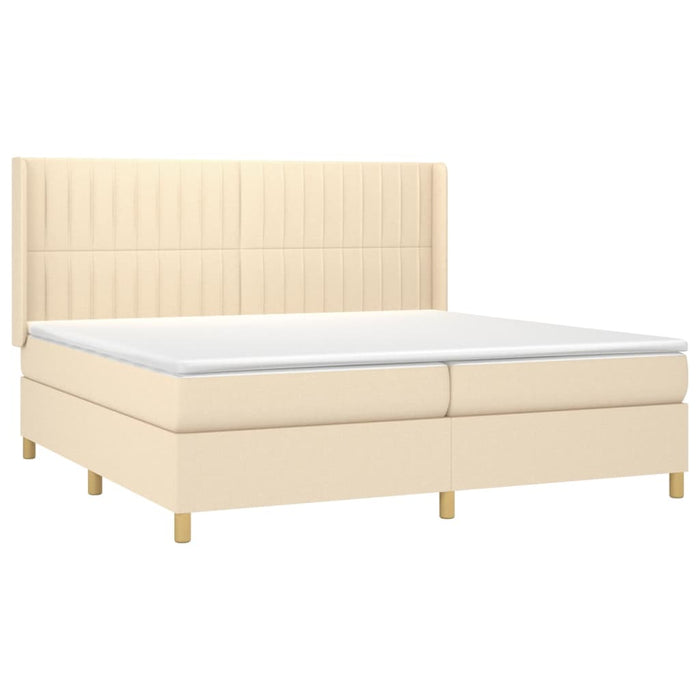 Pat box spring cu saltea, crem, 200x200 cm, textil - WALTI WALTI