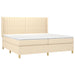 Pat box spring cu saltea, crem, 200x200 cm, textil - WALTI WALTI