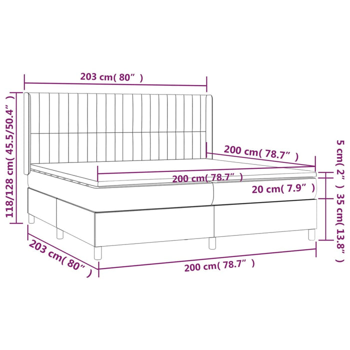 Pat box spring cu saltea, crem, 200x200 cm, textil - WALTI WALTI