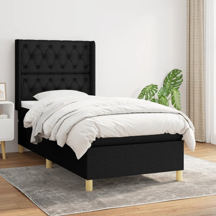 Pat box spring cu saltea, negru, 80x200 cm, textil - WALTI WALTI