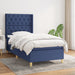 Pat box spring cu saltea, albastru, 80x200 cm, textil - WALTI WALTI