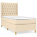 Pat box spring cu saltea, crem, 90x190 cm, textil - WALTI WALTI