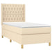 Pat box spring cu saltea, crem, 90x190 cm, textil - WALTI WALTI