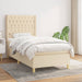 Pat box spring cu saltea, crem, 90x190 cm, textil - WALTI WALTI