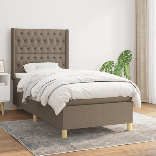 Pat box spring cu saltea, gri taupe, 90x200 cm, textil - WALTI WALTI