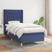 Pat box spring cu saltea, albastru, 90x200 cm, textil - WALTI WALTI