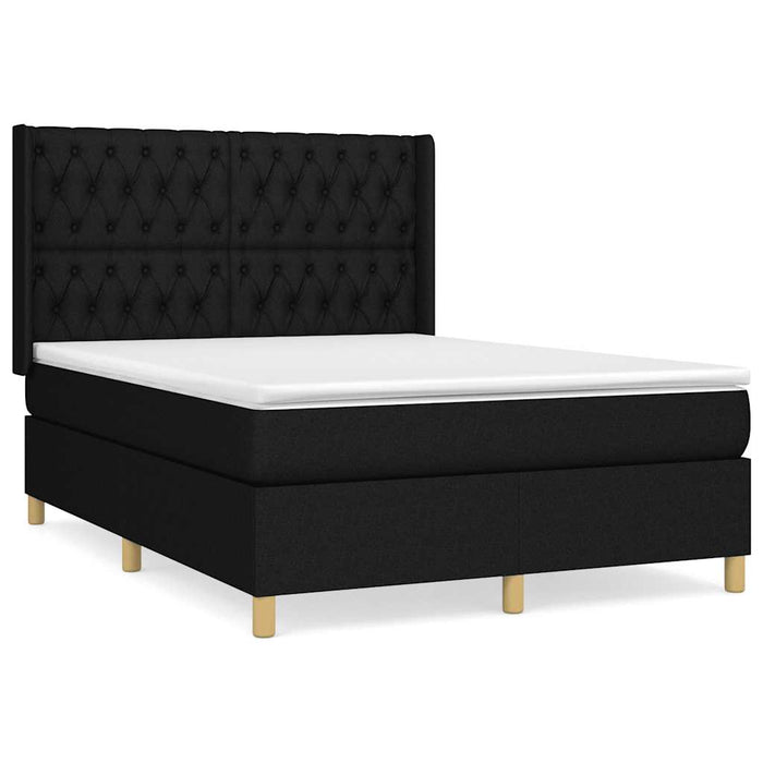 Pat box spring cu saltea, negru, 140x190 cm, textil - WALTI WALTI