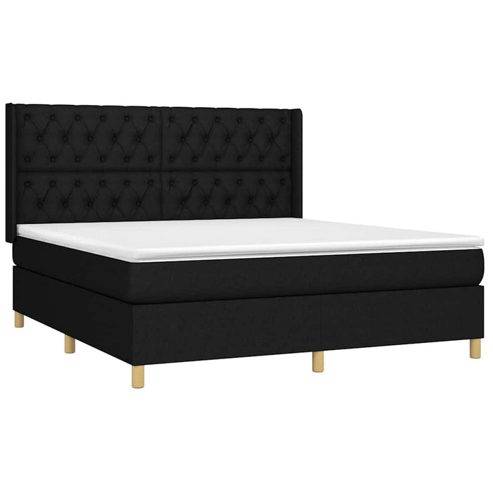 Pat box spring cu saltea, negru, 160x200 cm, textil - WALTI WALTI