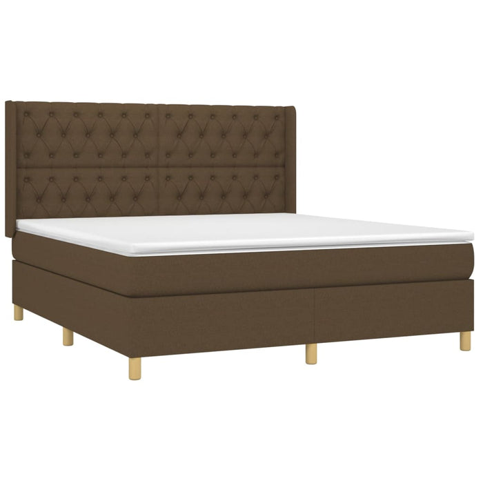 Pat box spring cu saltea, maro închis, 160x200 cm, textil - WALTI WALTI