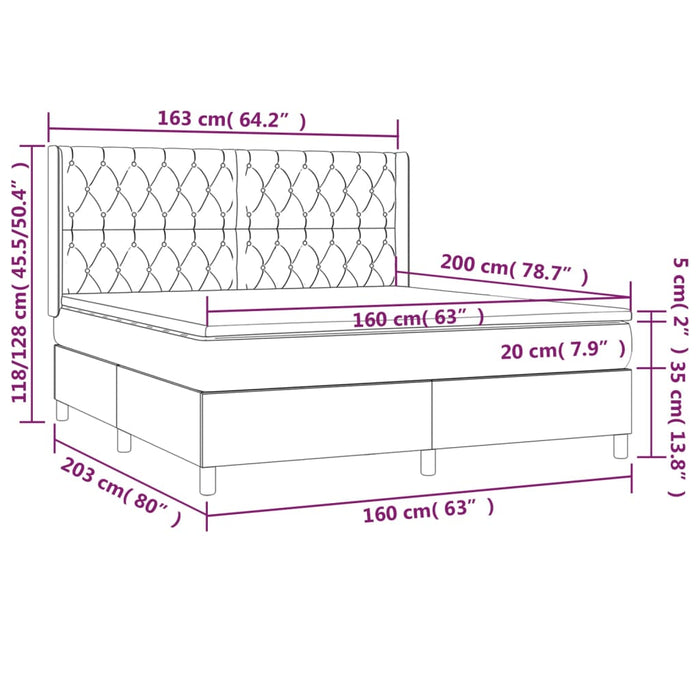 Pat box spring cu saltea, maro închis, 160x200 cm, textil - WALTI WALTI