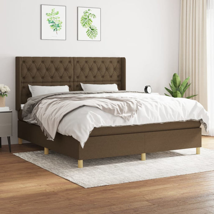 Pat box spring cu saltea, maro închis, 160x200 cm, textil - WALTI WALTI