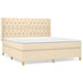 Pat box spring cu saltea, crem, 160x200 cm, material textil - WALTI WALTI