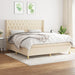 Pat box spring cu saltea, crem, 160x200 cm, material textil - WALTI WALTI