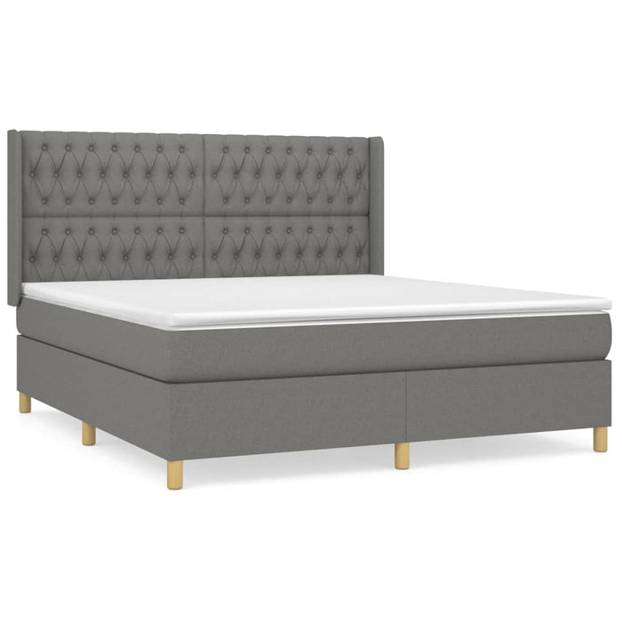 Pat box spring cu saltea, gri închis, 180x200 cm, textil - WALTI WALTI