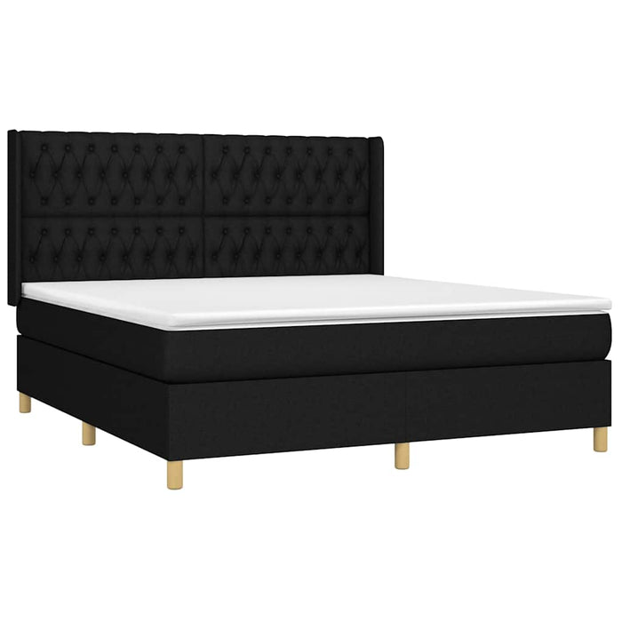 Pat box spring cu saltea, negru, 180x200 cm, catifea - WALTI WALTI