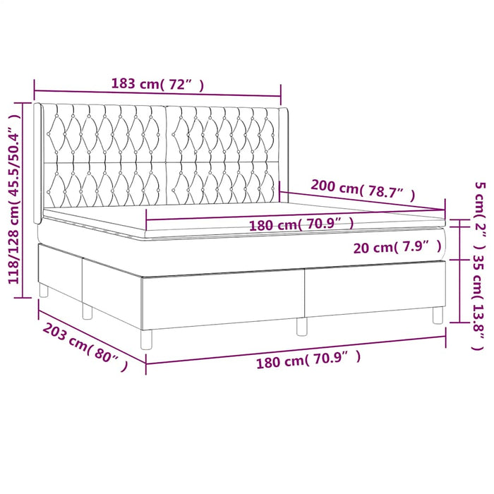 Pat box spring cu saltea, negru, 180x200 cm, catifea - WALTI WALTI