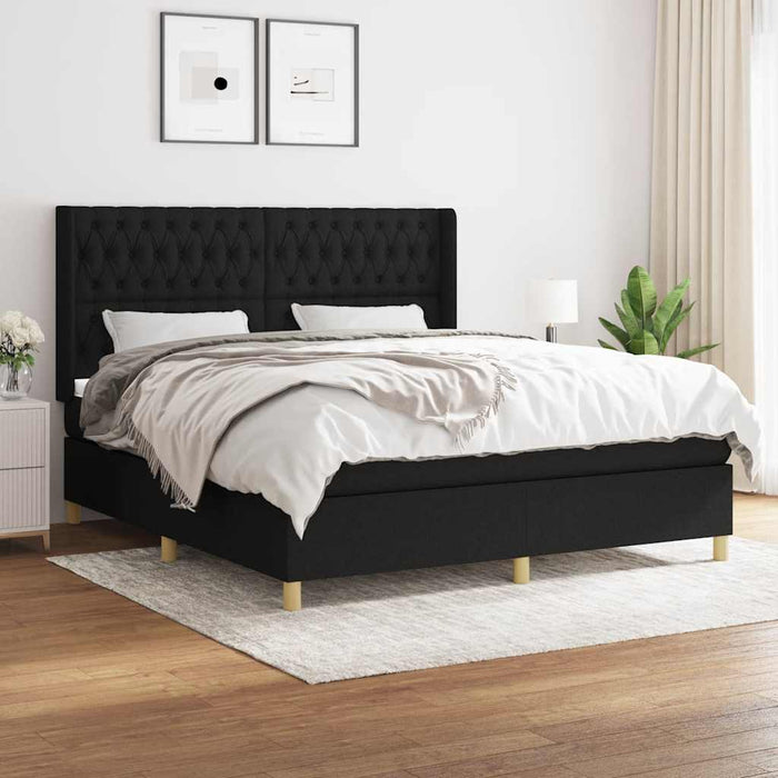 Pat box spring cu saltea, negru, 180x200 cm, catifea - WALTI WALTI