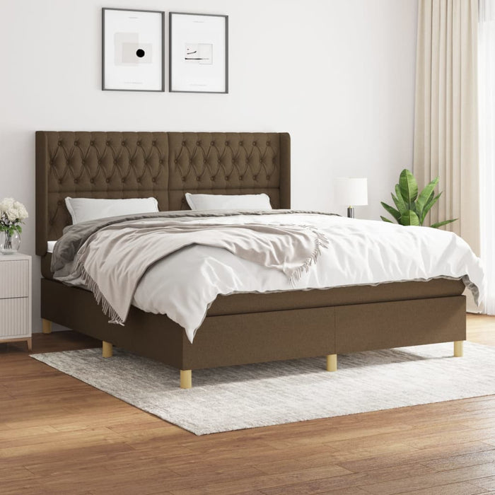 Pat continental cu saltea maro închis 180x200cm material textil - WALTI WALTI