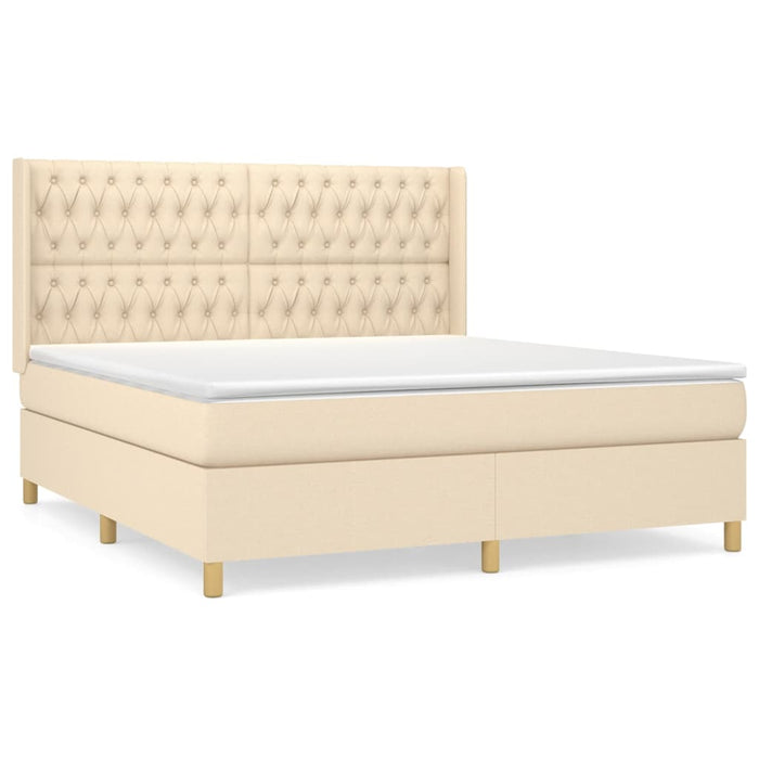 Pat continental cu saltea, crem, 180x200 cm, textil - WALTI WALTI