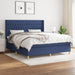 Pat box spring cu saltea, albastru, 180x200 cm, material textil - WALTI WALTI