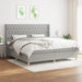 Pat box spring cu saltea, gri deschis, 200x200 cm, textil - WALTI WALTI