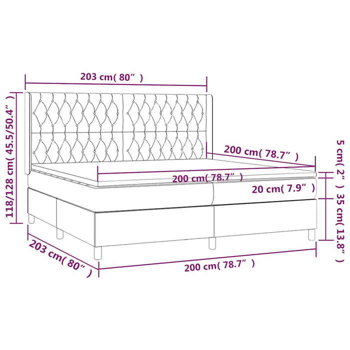 Pat box spring cu saltea, negru, 200x200 cm, textil - WALTI WALTI