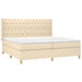 Pat box spring cu saltea, crem, 200x200 cm, textil - WALTI WALTI