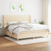 Pat box spring cu saltea, crem, 200x200 cm, textil - WALTI WALTI