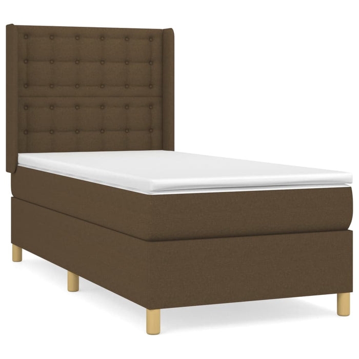Pat box spring cu saltea, maro închis, 80x200 cm, textil WALTI
