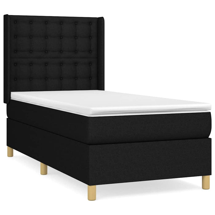 Pat box spring cu saltea, negru, 90x190 cm, textil - WALTI WALTI
