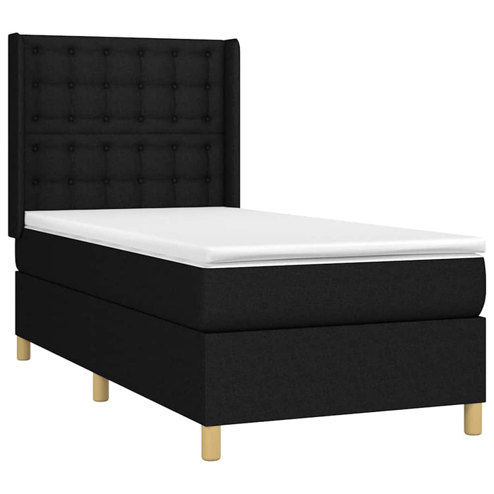 Pat box spring cu saltea, negru, 90x190 cm, textil - WALTI WALTI