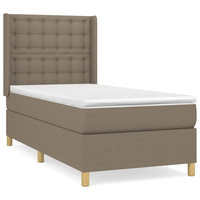 Pat box spring cu saltea, gri taupe, 90x190 cm, textil - WALTI WALTI