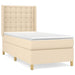 Pat box spring cu saltea, crem, 90x190 cm, textil - WALTI WALTI