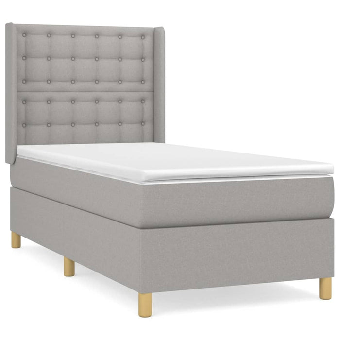 Pat box spring cu saltea, gri deschis, 90x200 cm, textil - WALTI WALTI