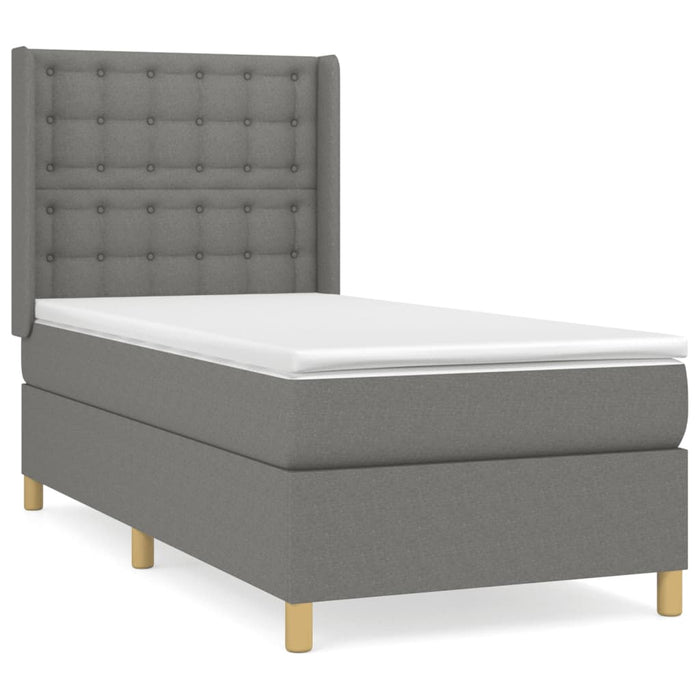 Pat box spring cu saltea, gri închis, 100x200 cm, textil - WALTI WALTI
