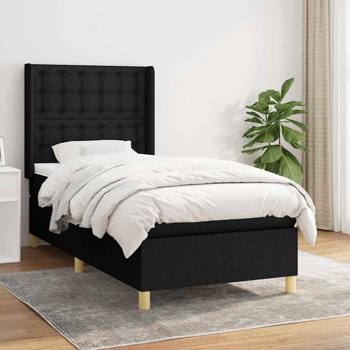Pat box spring cu saltea, negru, 100x200 cm, textil - WALTI WALTI