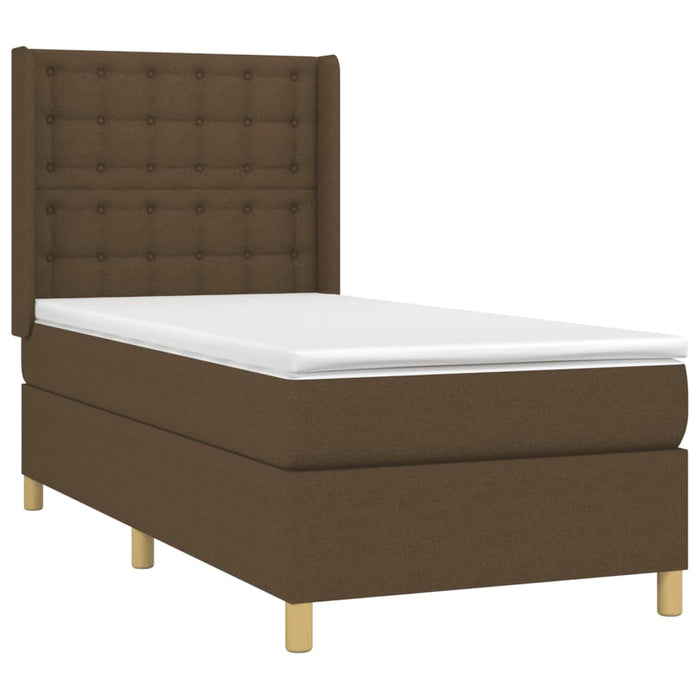 Pat box spring cu saltea, maro închis, 100x200 cm, textil WALTI