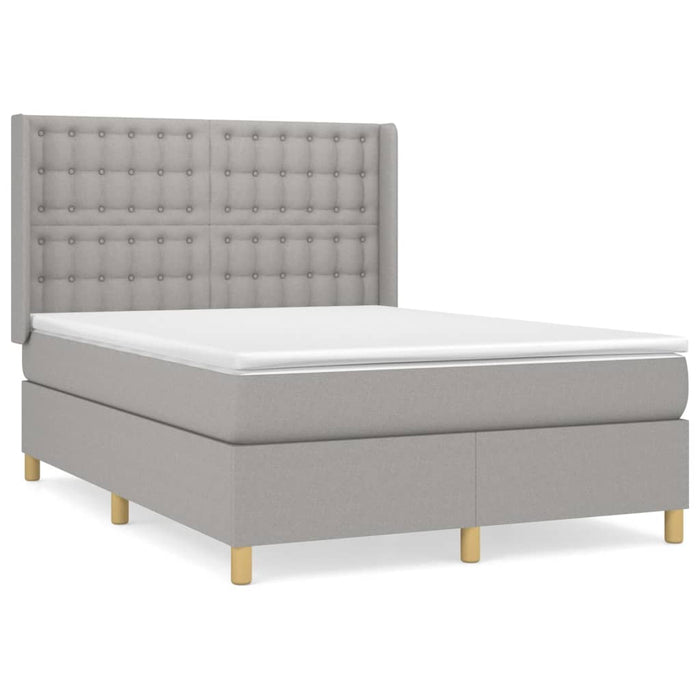 Pat box spring cu saltea, gri deschis, 140x190 cm, textil - WALTI WALTI